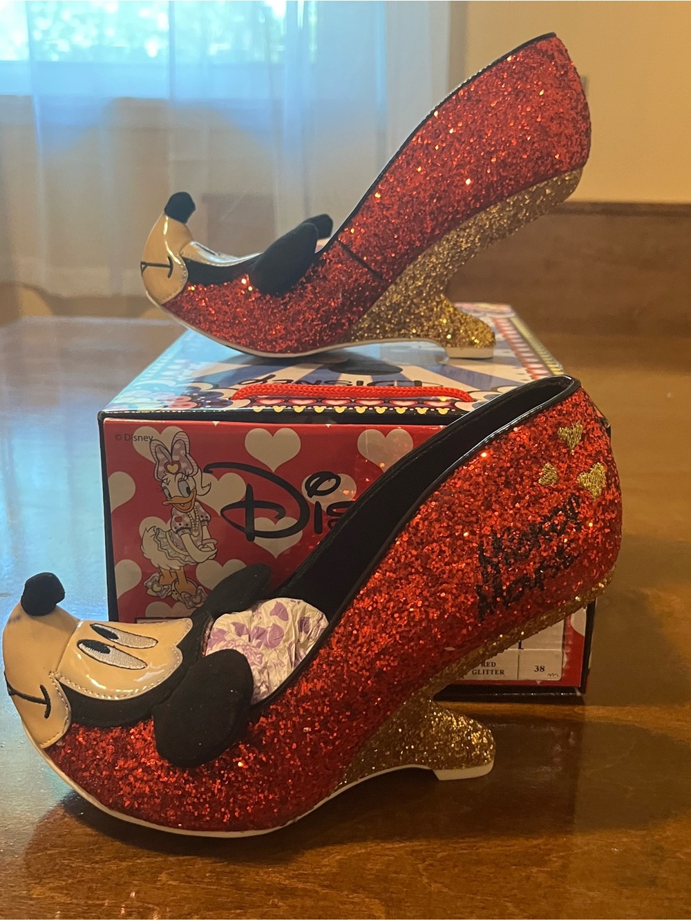 Irregular Choice/Disney “Oh Boy” Red Glitter Mickey Mouse Heels - Picture 3 of 10